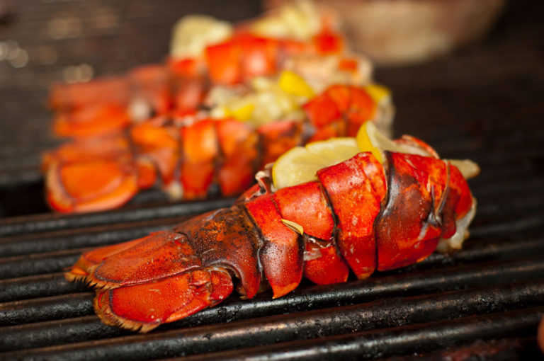 Grilled Baby Lobster Tails with a Shallot Tomato Salad Conquer the